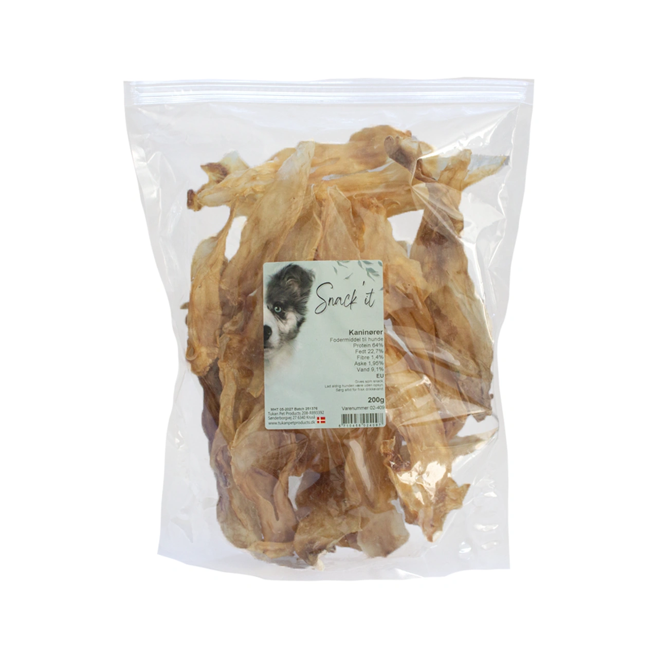Snackit Kaninører 200 g - hele naturlige ører uden pels
